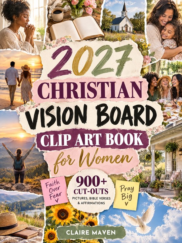 Cover of 2027 Christian Vision Board Clip Art Book for Women by Claire Maven