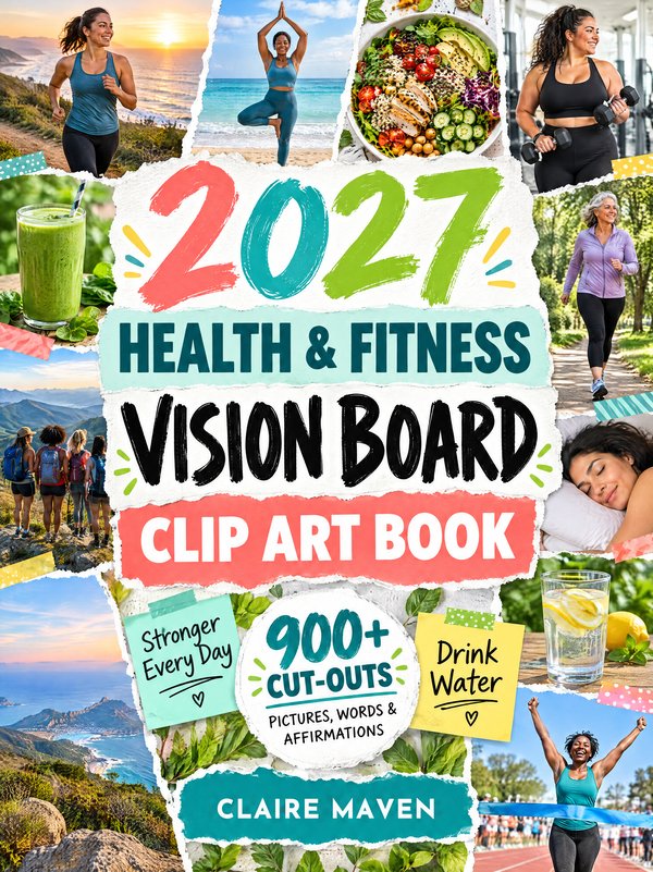 Cover of 2027 Health and Fitness Vision Board Clip Art Book by Claire Maven