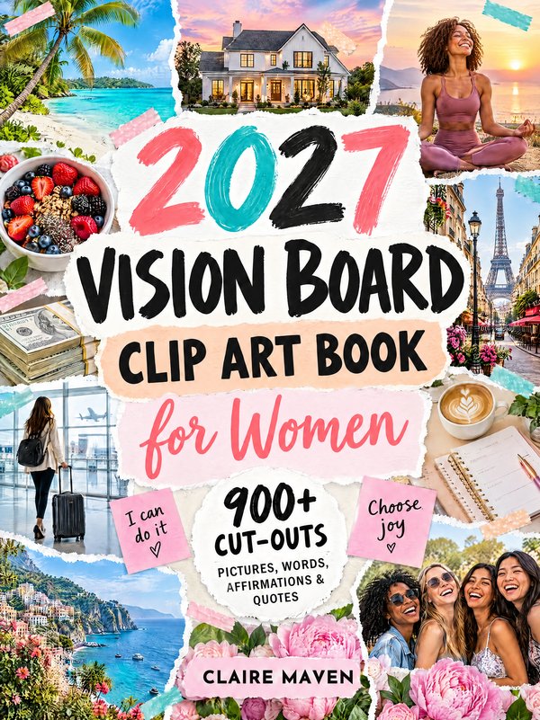 Cover of 2027 Vision Board Clip Art Book for Women by Claire Maven